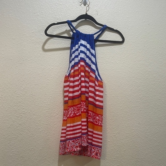 Tommy Bahama Striped Floral High Neck Linnea Floral Halterl Top Size M NWT - Picture 1 of 9